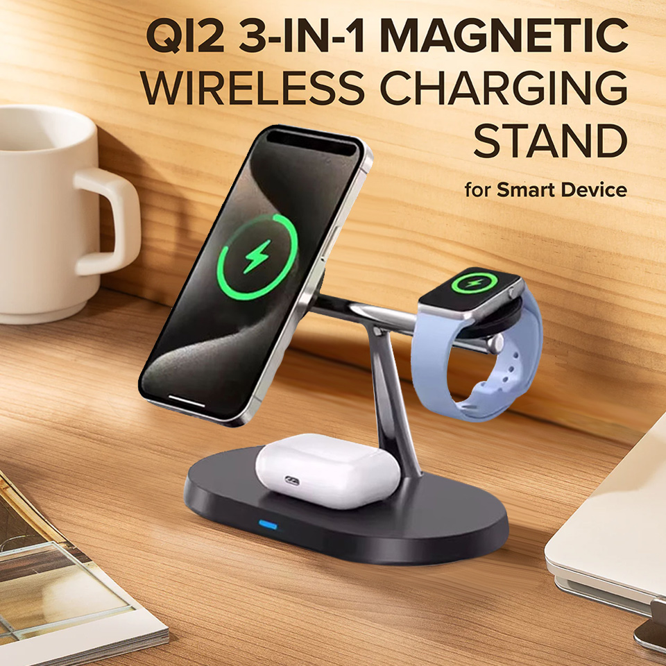 Wireless Charger 3 In 1 - แท่นชาร์จไร้สายแม่เหล็ก 3 in 1 สำหรับ MacSafe