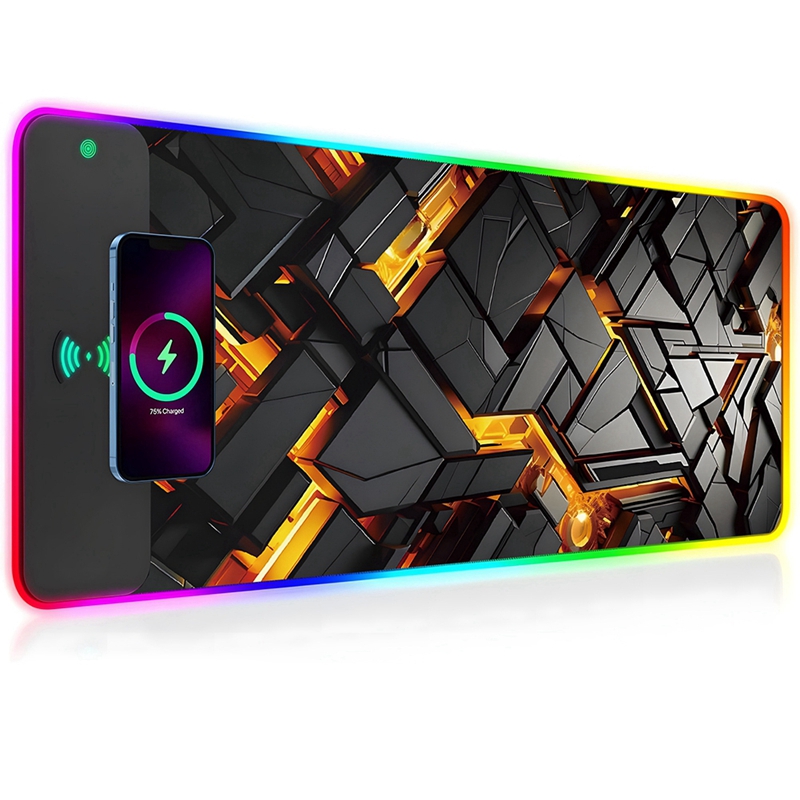 Mouse Charging Pad - แผ่นรองเมาส์ไร้สาย RGB ลดราคาพิเศษ แผ่นรองเมาส์สำหรับโต๊ะทำงาน พรมรองเมาส์สำหรับเล่นเกม แล็ปท็อป