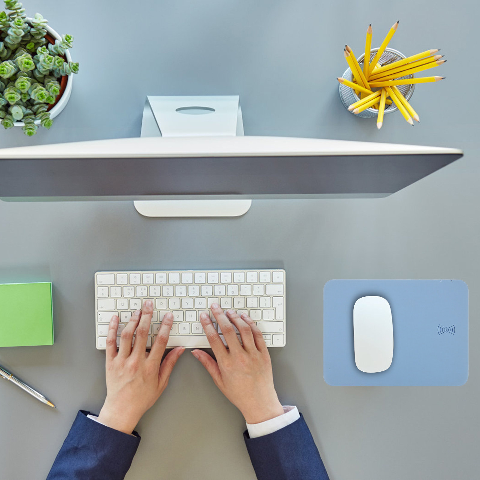 Mouse Charging Pad - แผ่นรองเมาส์ชาร์จไร้สาย 15W ชาร์จเร็ว แผ่นรองเมาส์สำหรับเล่นเกม ออลอินวัน แผ่นรองโต๊ะเรียบลื่น
