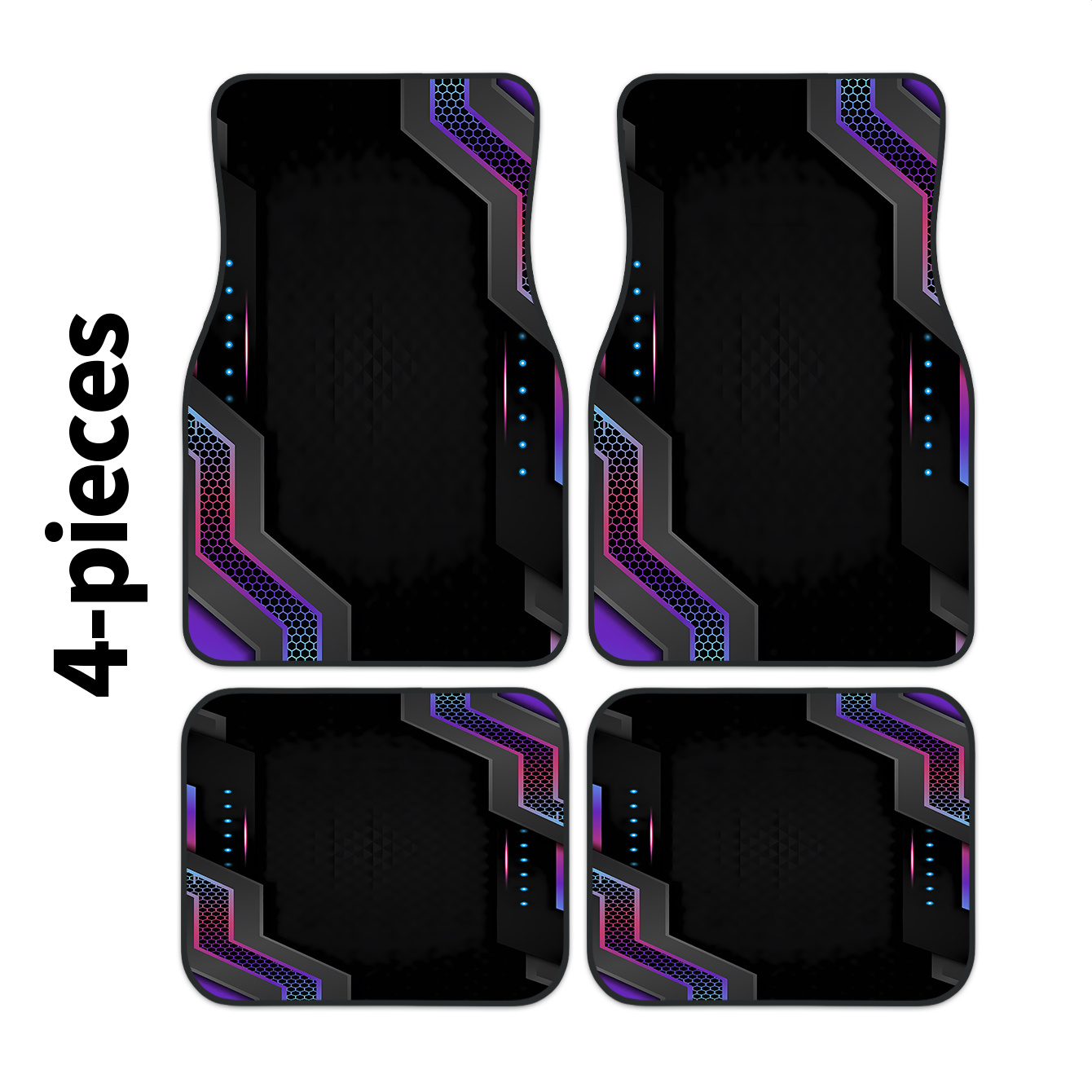 Tech Protect Accessories - พรมปูพื้นรถยนต์พิมพ์ลายกรอบไฮเทค 2 มิติ 4 ชิ้น |