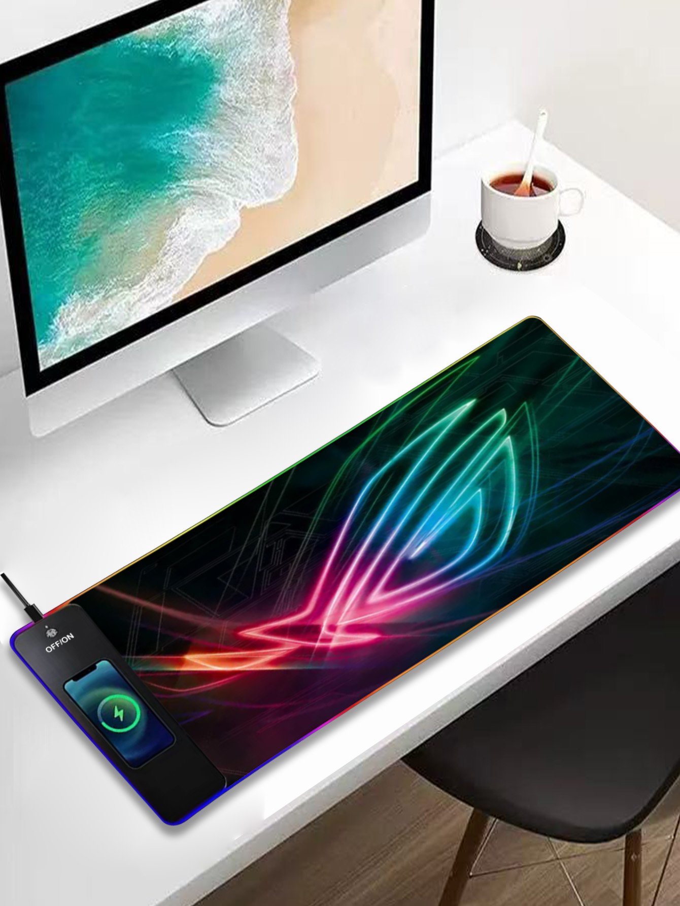 Mouse Charging Pad - แผ่นรองเมาส์ชาร์จไร้สาย 15W พร้อมไฟ RGB หลายฟังก์ชัน ขนาด