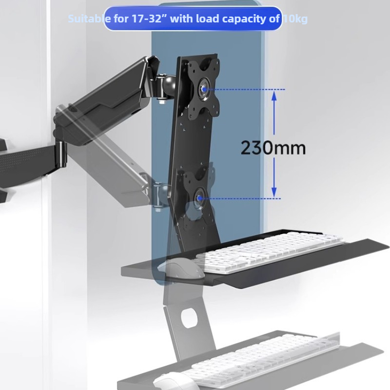 Monitor Arm Single - ขาตั้งจอภาพแบบหนัก รองรับน้ำหนักได้มาก ปรับระดับได้ตามหลักสรีรศาสตร์ พร้อมที่วางคีย์บอร์ดอเนกประสงค์ แบบหนีบโต๊ะและติดผนัง สำหรับสำนักงาน
