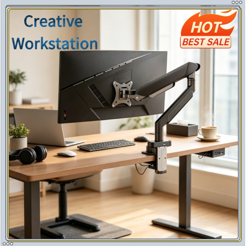 Monitor Arm Single - ขาตั้งจอภาพเดี่ยวสำหรับหน้าจอขนาด 14″–32″, แขนจับจอภาพปรับความสูงได้พร้อมตัวหนีบ C-Clamp, ขาตั้งจอภาพสำหรับโฮมออฟฟิศ