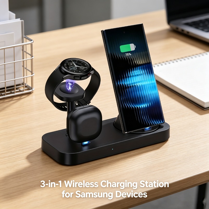 Wireless Charger 3 In 1 - แท่นชาร์จไร้สาย 3 in 1 แบบ Dual