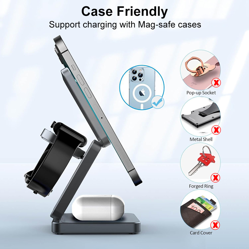 Wireless Charger 3 ใน 1 แบบพับ - Wireless Charger 3 In 1 บทวิจารณ์และราคา