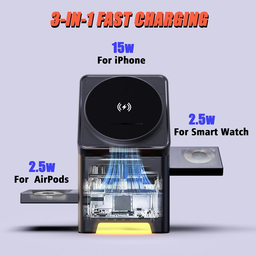 แท่นชาร์จไร้สายแม่เหล็ก 3 in 1 - Wireless Charger 3 In 1 บทวิจารณ์และราคา